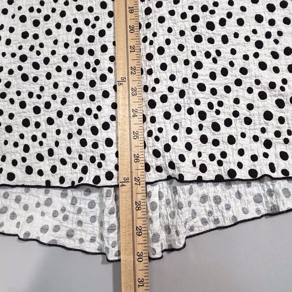 Ali Miles Tunic Top Womens XL White With Black Polka Dots 3/4 Sleeves Hi Low Hem - Picture 6 of 11
